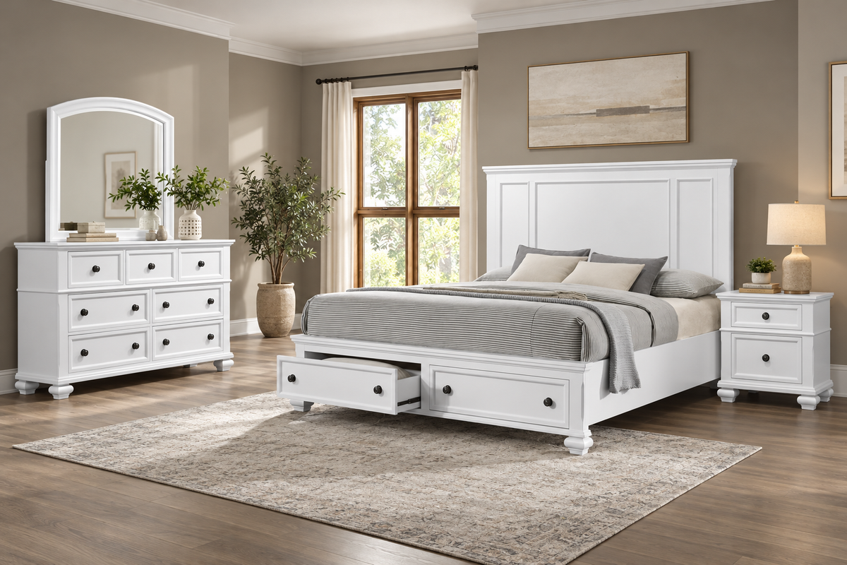 Romeo white bedroom set, bedroom setting