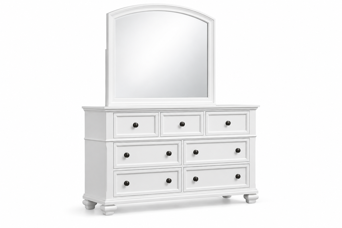 Romeo white bedroom set - white dresser, product view