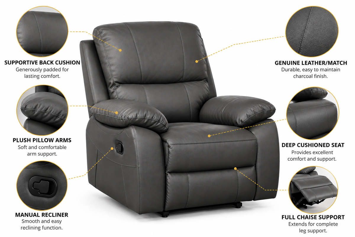 Trinity Reclining Chair Charcoal