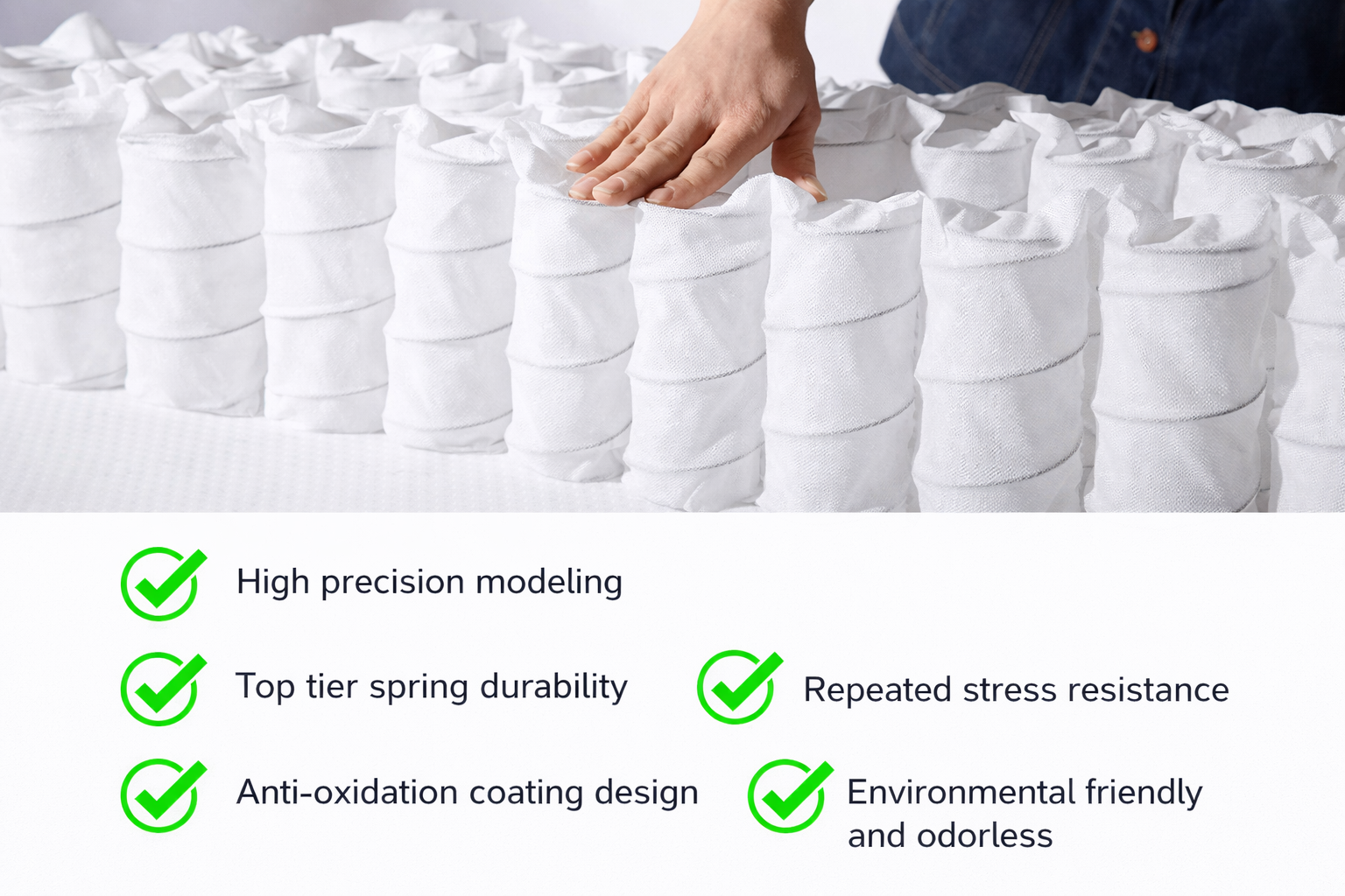 Individually wrapped pocket coils demonstrating durability and support