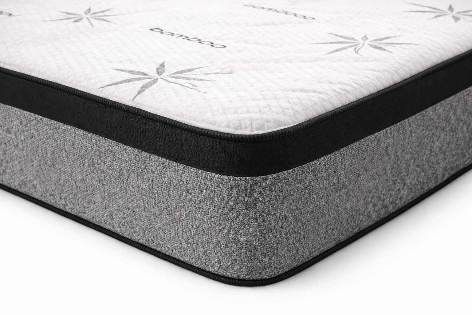 Victoria 10 inch euro top mattress corner detail – stitching and black edge
