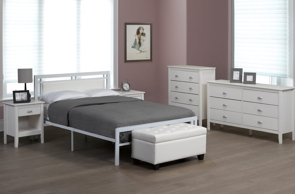 T2201 - Platform Bed with Headboard, Black or White