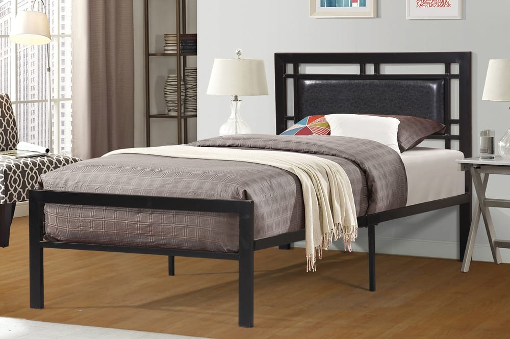 T2201 - Platform Bed with Headboard, Black or White