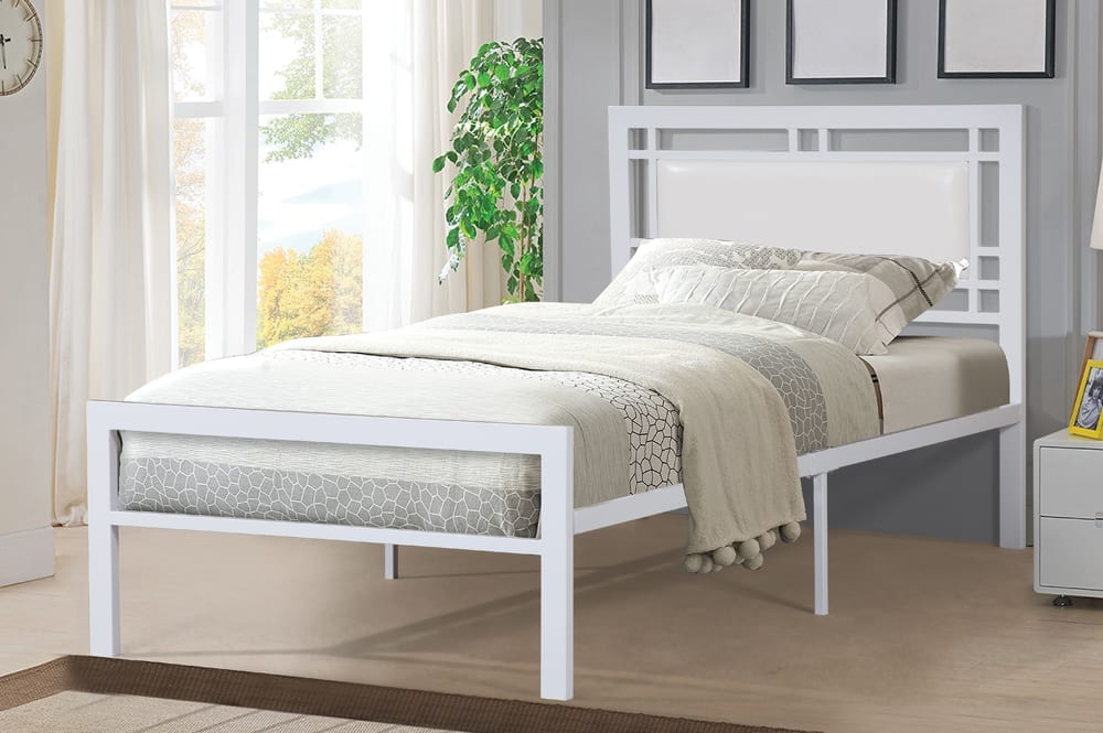 T2201 - Platform Bed with Headboard, Black or White