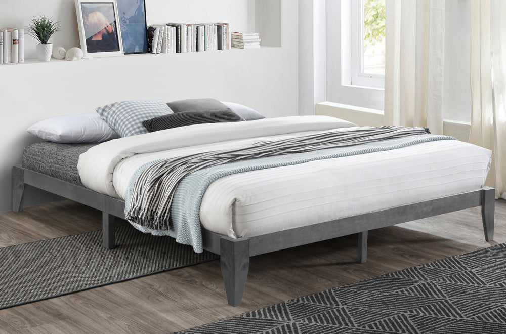 T2367 - Platform Bed, Grey or Walnut Wood