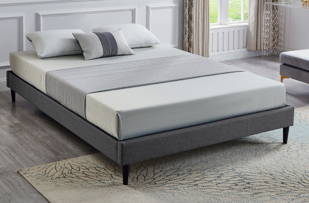 T2430 - Platform Bed, Grey Linen