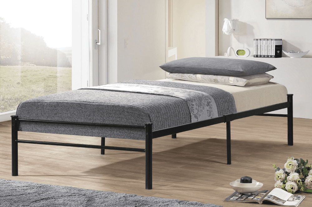 Bianca Black Metal Platform Bed - Angled view