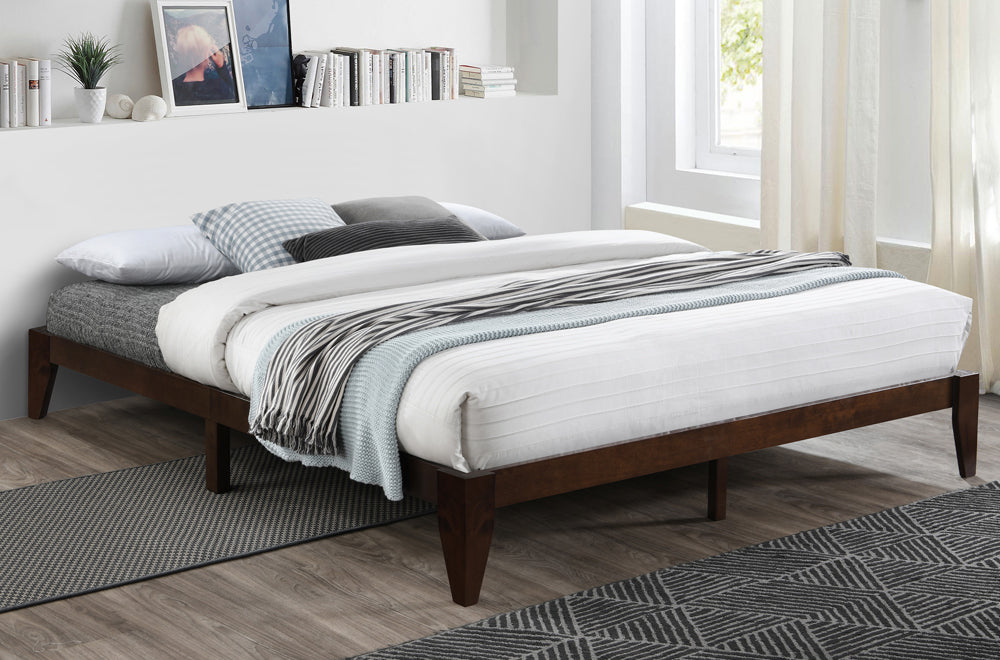 Celine Walnut Wood Platform Bed - Angled view