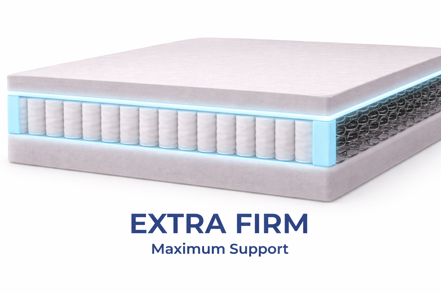 Extra firm mattress showing dense rigid support core for heavy sleepers and stomach sleepers - Furniture Spot Halifax