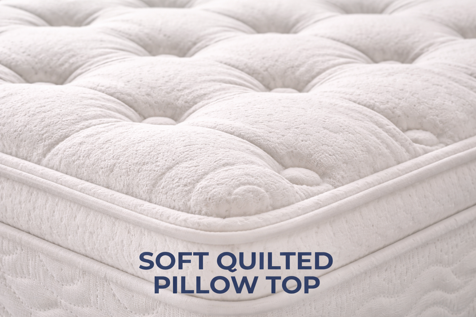 Pillow top mattress close-up showing soft quilted comfort layer - available in queen, king, double and twin sizes at Furniture Spot Halifax