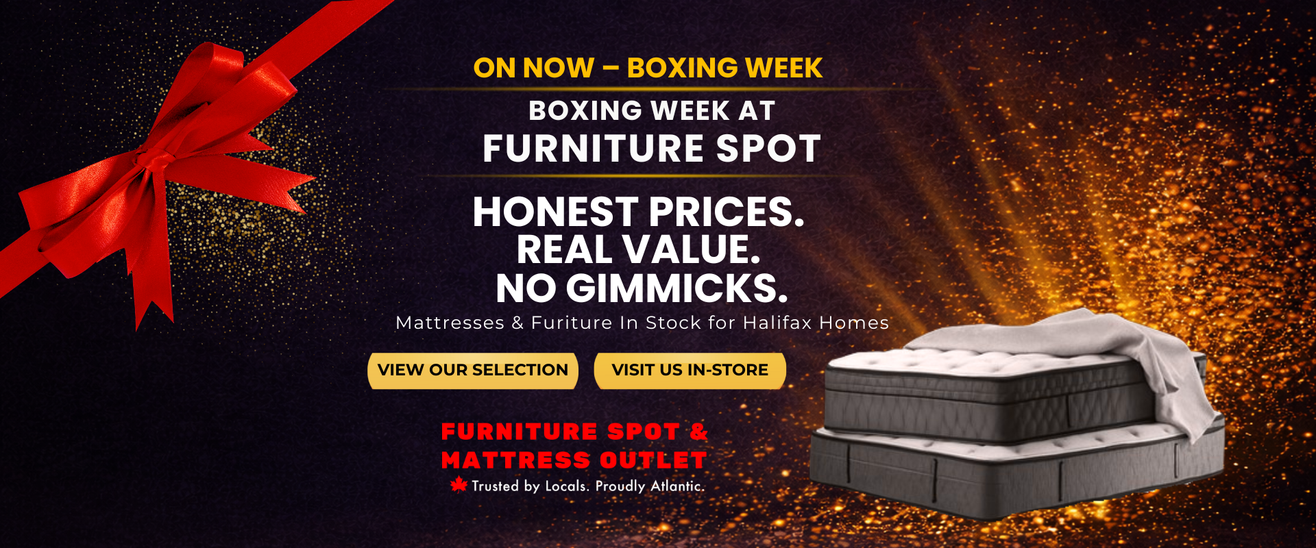 Mattress and bedroom furniture displayed in Furniture Spot showroom