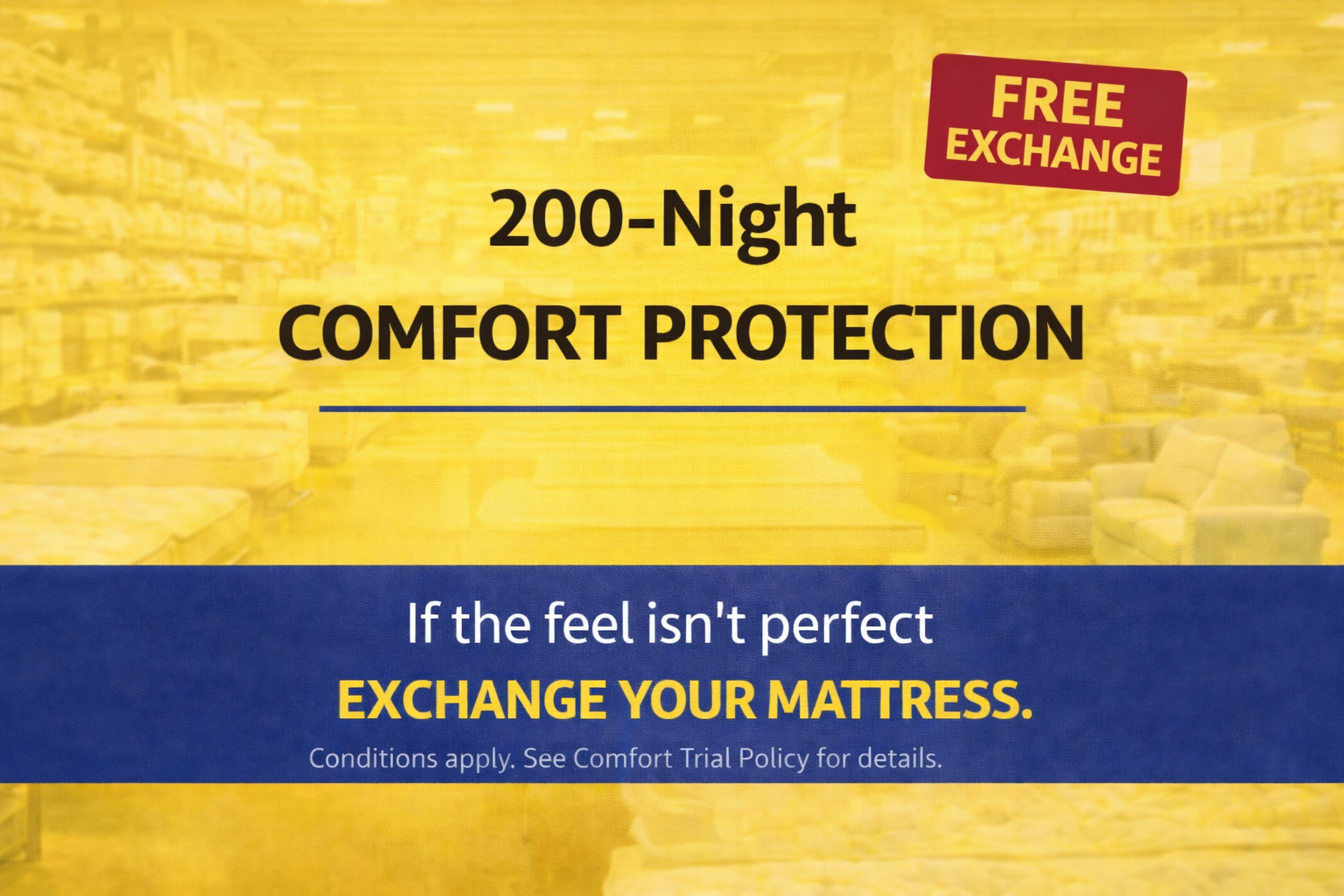 200-Night Comfort Protection banner for mattress exchanges if the comfort is not right