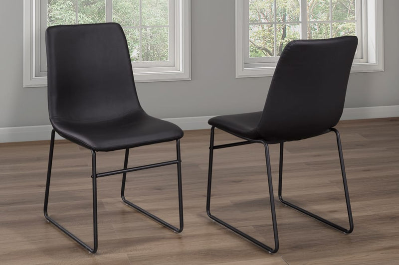 T211 - Two Dining Chairs, Black or Cognac or Grey Bonded Leather