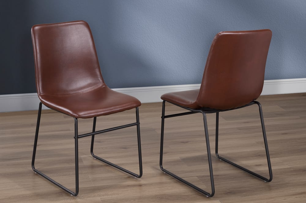 T211 - Two Dining Chairs, Black or Cognac or Grey Bonded Leather