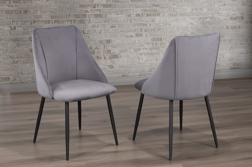 T212 - Two Dining Chairs, Grey or Pink or Blue Velvet Fabric