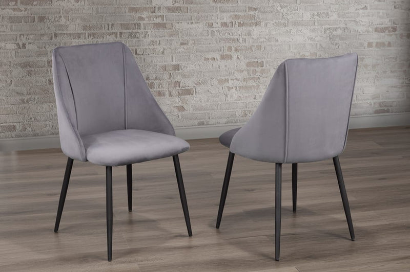 T212 - Two Dining Chairs, Grey or Pink or Blue Velvet Fabric