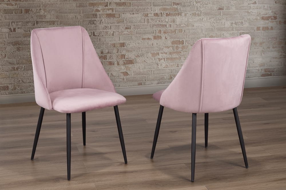 T212 - Two Dining Chairs, Grey or Pink or Blue Velvet Fabric