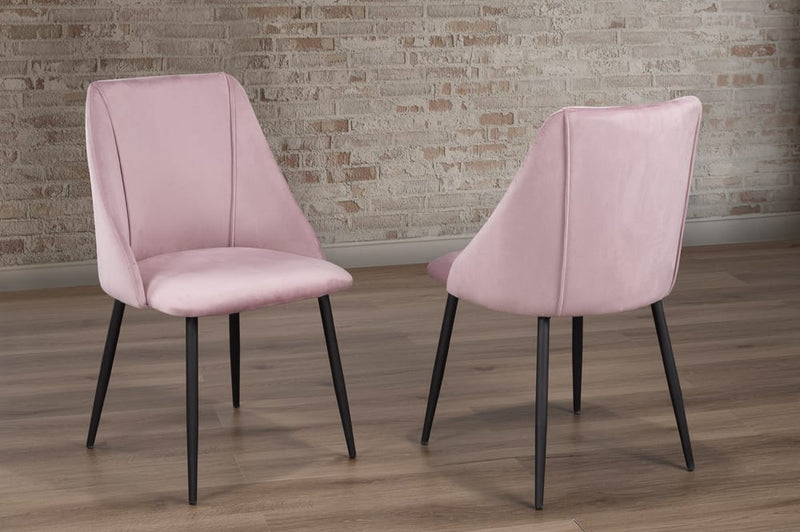 T212 - Two Dining Chairs, Grey or Pink or Blue Velvet Fabric