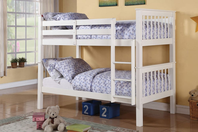T2500 - Bunk Bed with Ladder & Guard Rail for Kids, Spittable into two beds, Twin/Twin