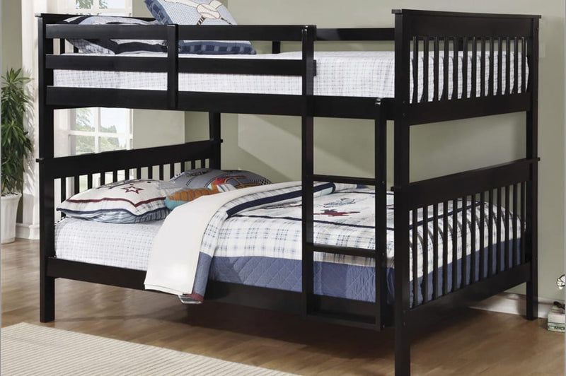 T2502 - Bunk Bed with Ladder & Guard Rail for Kids, Double/Double