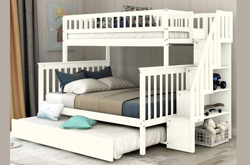 T2594 - Bunk Bed, Staircase with Staircase & Versatile Trundle, Twin/Double
