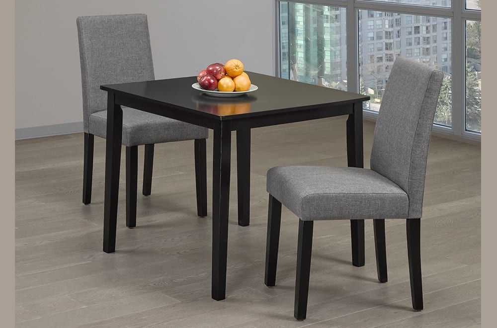 T3105/250 - 3pc Dining Set with Table & 2 Grey Chairs, 32"W, Cappuccino