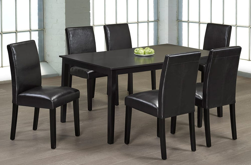 T3107/248E - 7pc Dining Set with Table & 6 Espresso Chairs, 59″W, Cappuccino