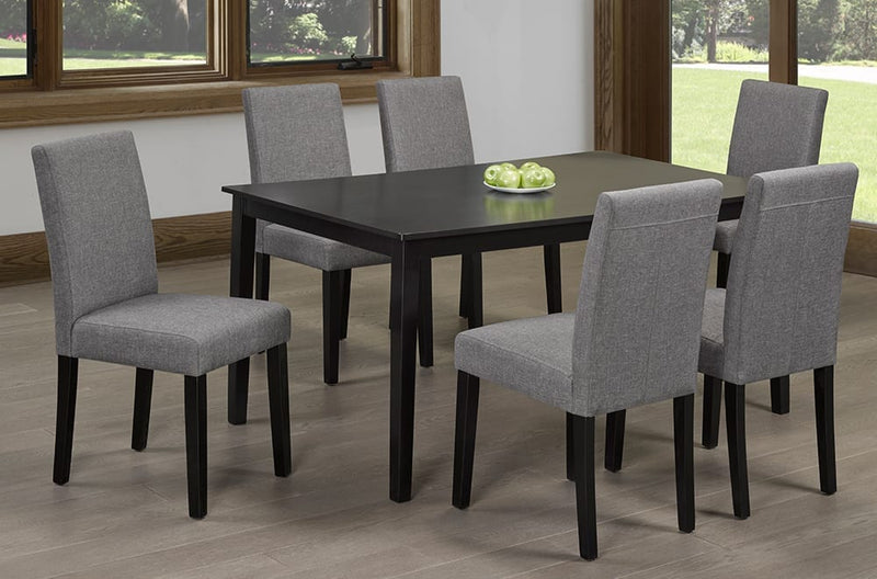 T3107/250 - 7pc Dining Set with Table & 6 Espresso Chairs, 32″W, Cappuccino