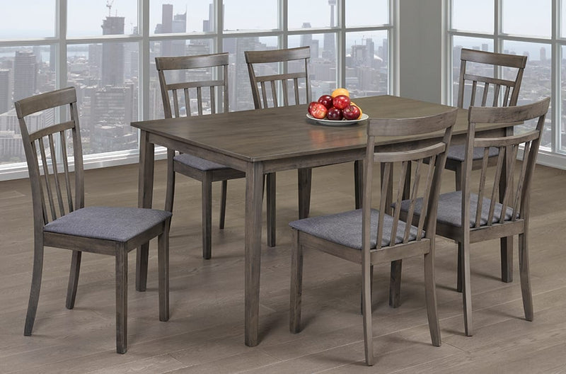 T3117 - 7pc Dining Set with Table & 6 Grey Chairs, 59″W, Grey
