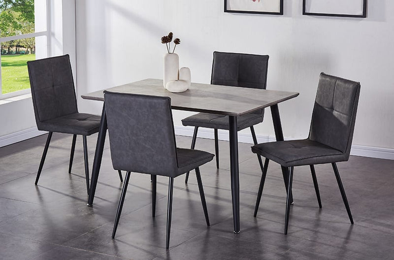 T3310/282 - 5pc Dining Set with Table & 4 Grey Chairs, 31"W, Grey