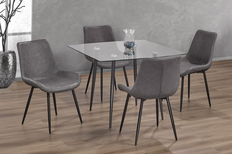 T3476/280 - 5pc Dining Set with Table & 4 Grey Chairs, 40"W, Black