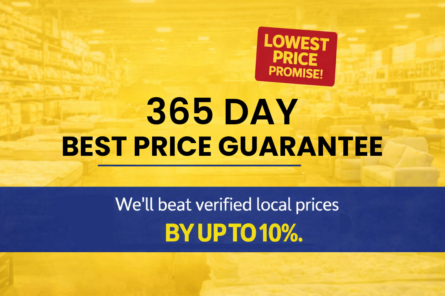 365-Day Best Price Guarantee banner showing verified local price matching and promising to beat up to 10 percent local prices
