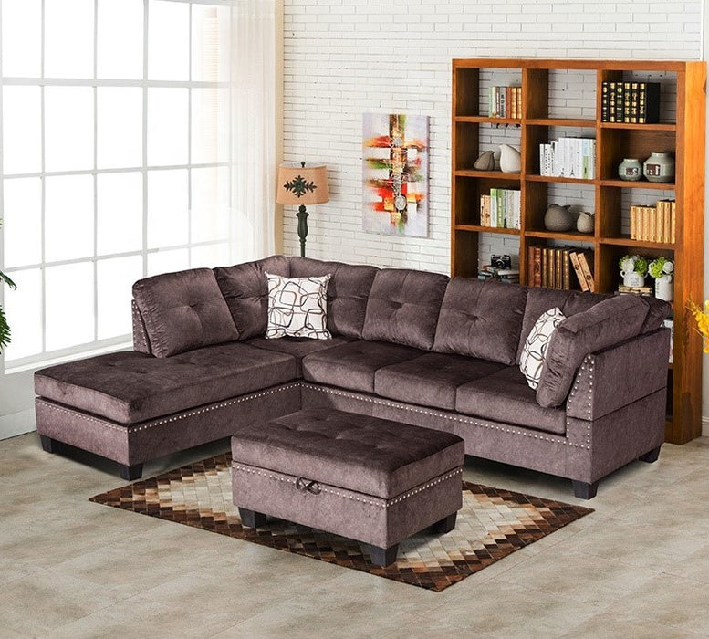 8729 Snow Brown Suede Sectional