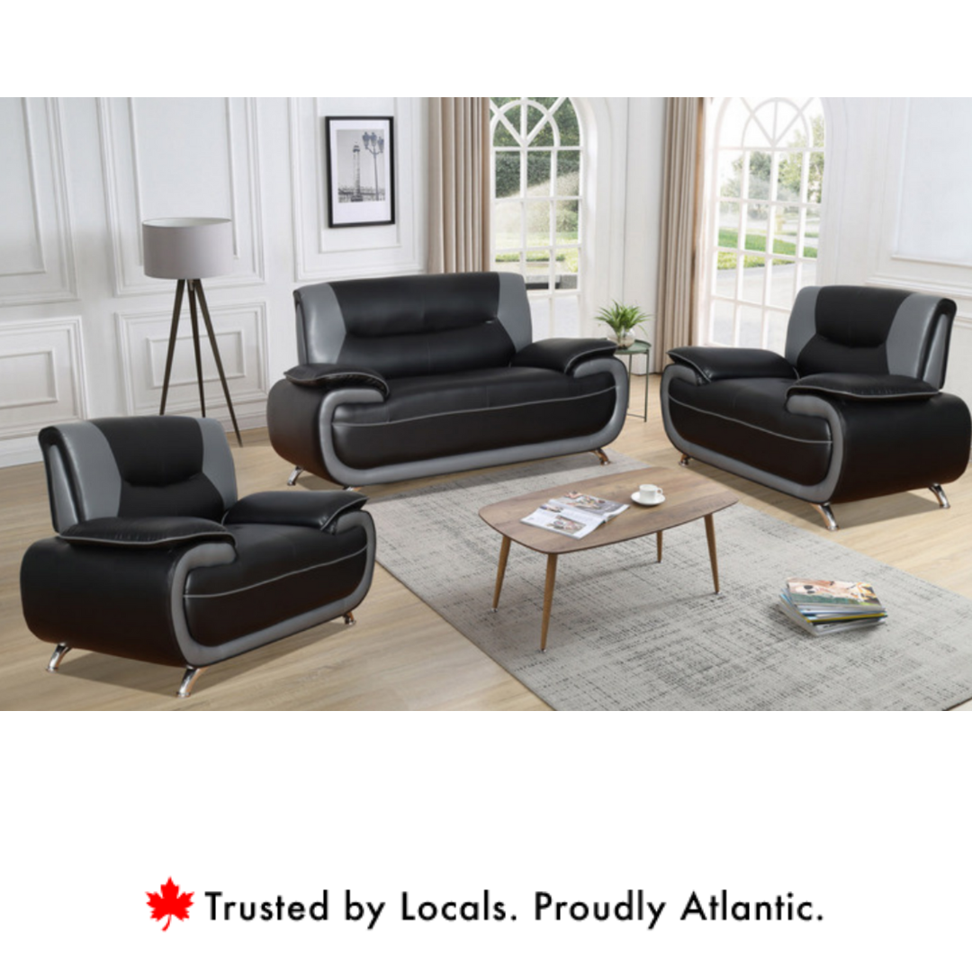 Dalia Black/Grey 3 Piece Sofa Set