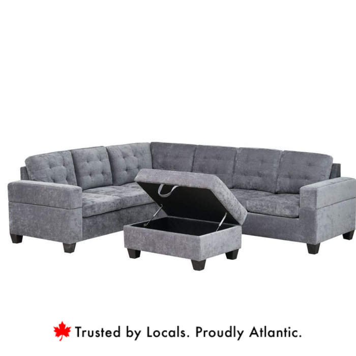 Emerson Grey Sectional Sofa With Ottoman