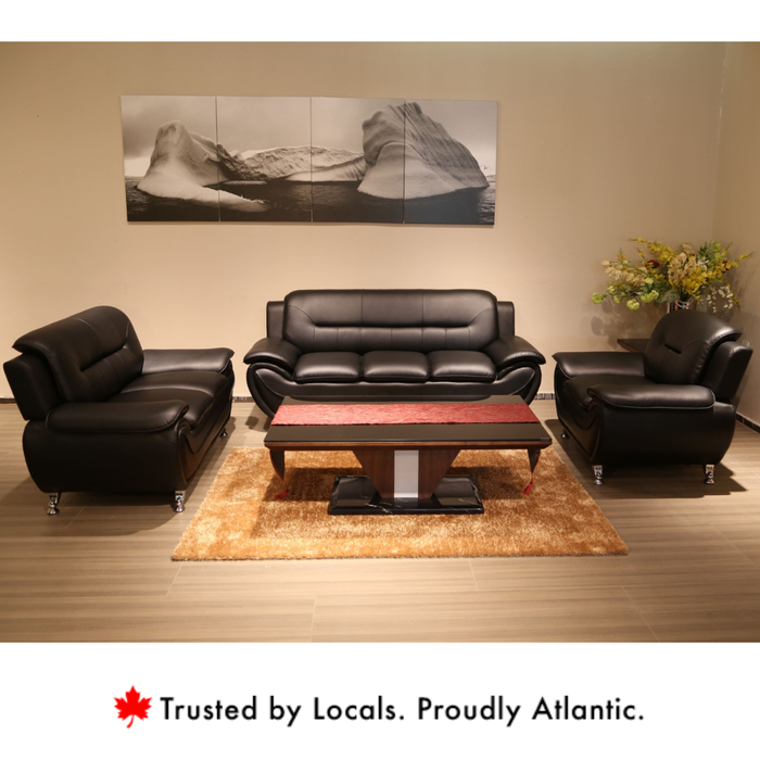 Felix Black PU Leather Sofa Set