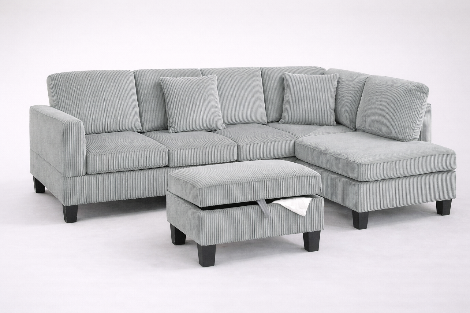 Kennedy Sectional Grey - Front View