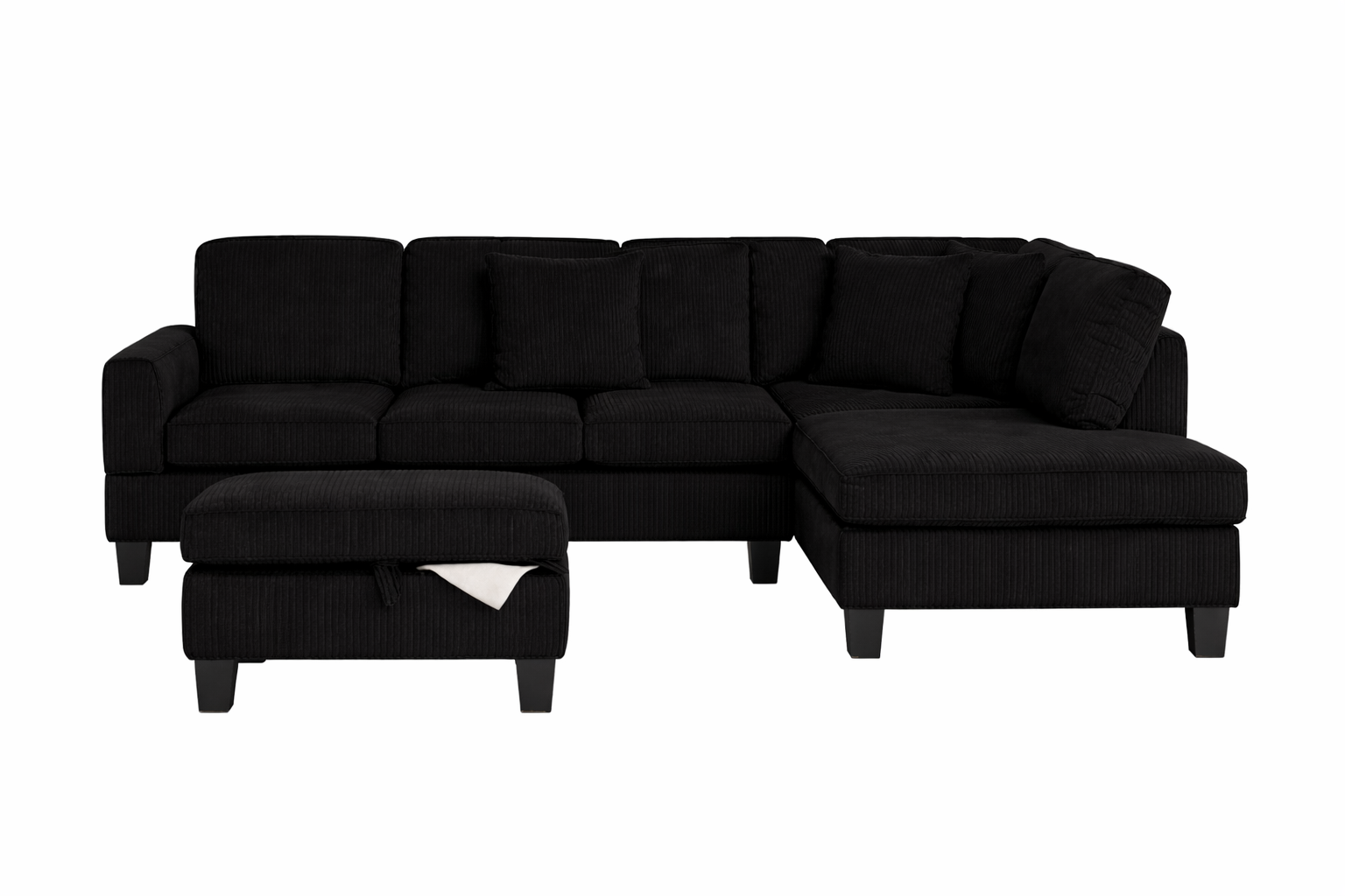 Kennedy Sectional Black - Front View