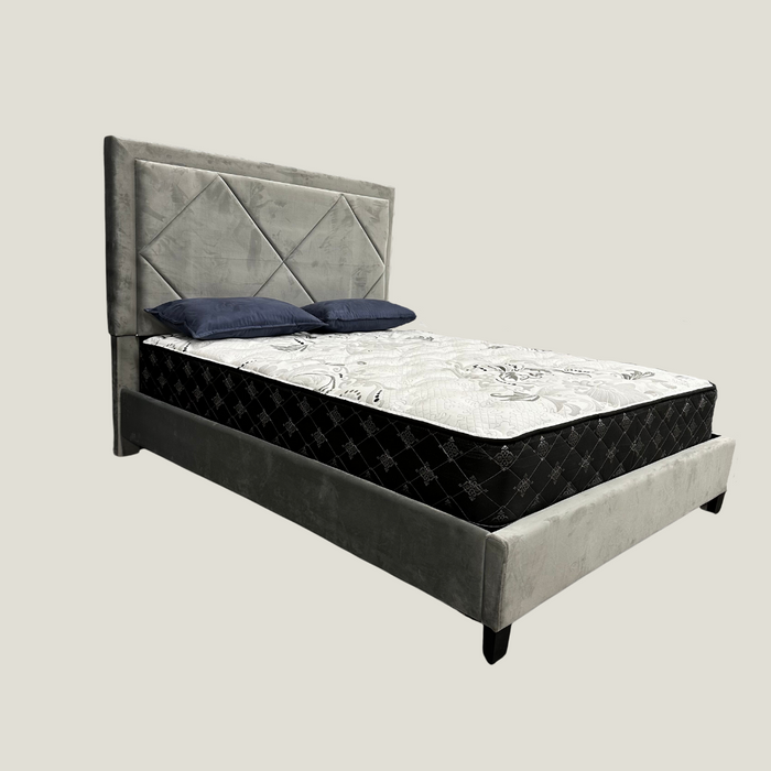 P059 - Platform Bed with Headboard, LED Built-in, Black