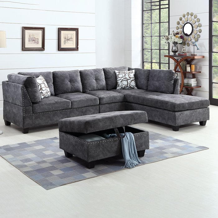 Snow Fabric Reversible Sectional