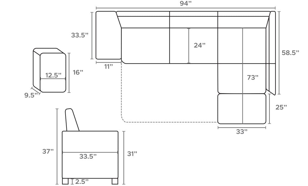 T1225 Pull-Out Sofa Sectional