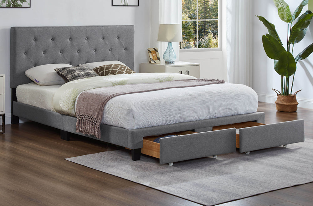 T2125 - Storage Bed, Adjustable Headboard, Platform Bed and 2 Built-in Drawers