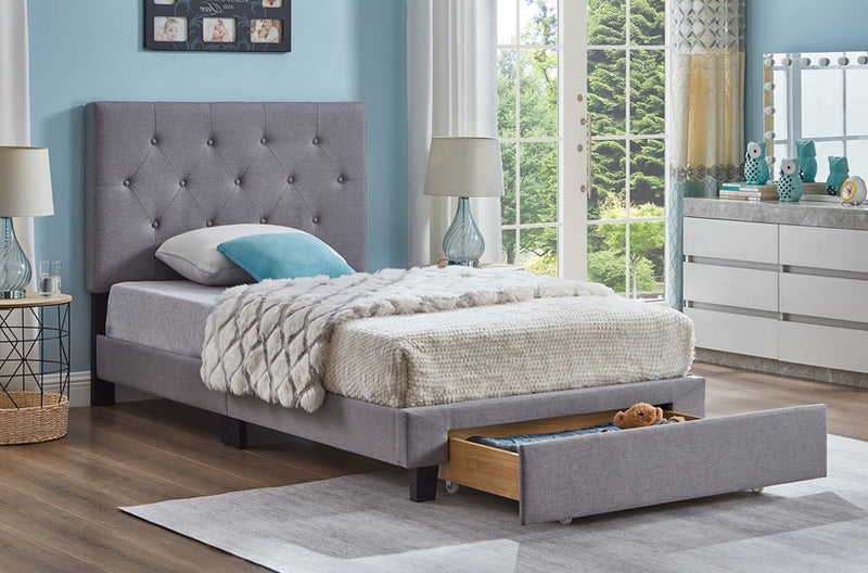 T2125 - Storage Bed, Adjustable Headboard, Platform Bed and 2 Built-in Drawers