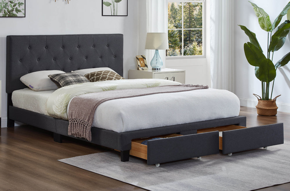 T2125 - Storage Bed, Adjustable Headboard, Platform Bed and 2 Built-in Drawers