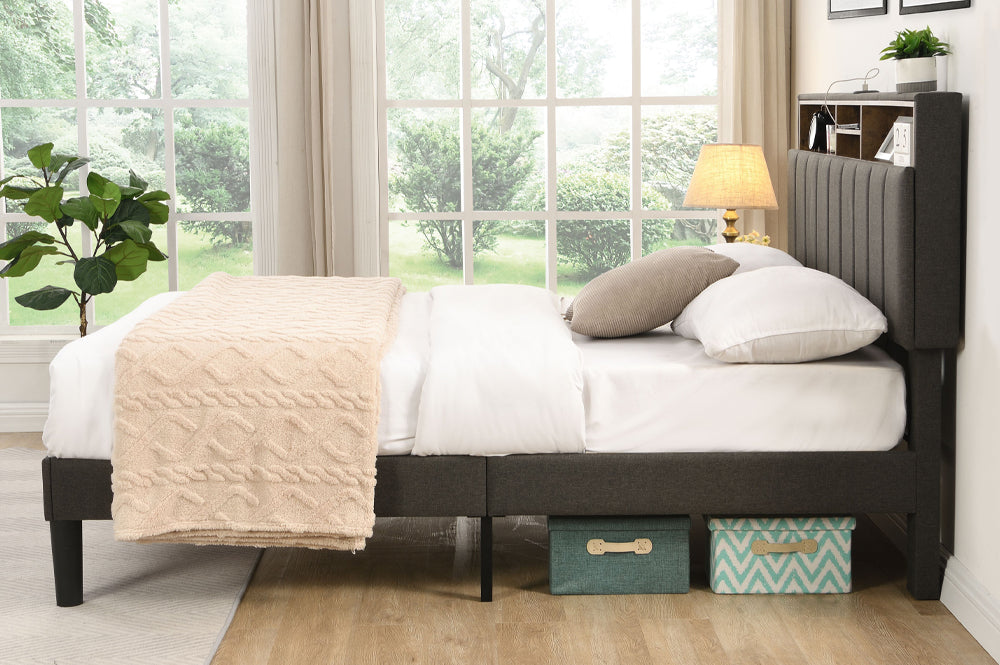 Dalhousie Platform Bed - Grey Linen