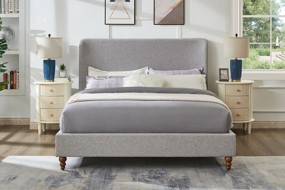 Acadia Platform Bed - Grey Linen or White Linen