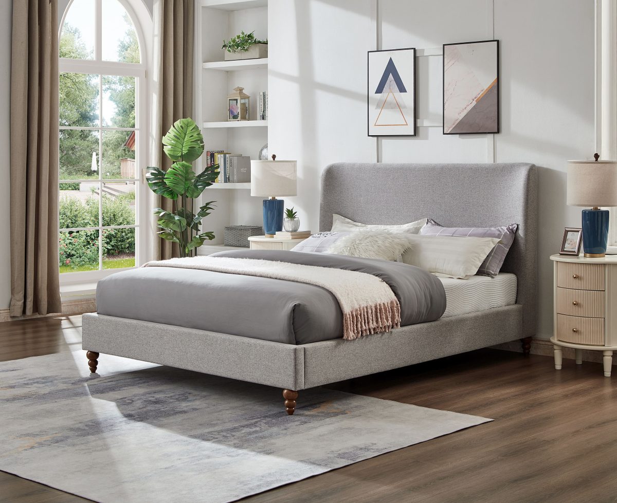 Acadia Platform Bed - Grey Linen or White Linen