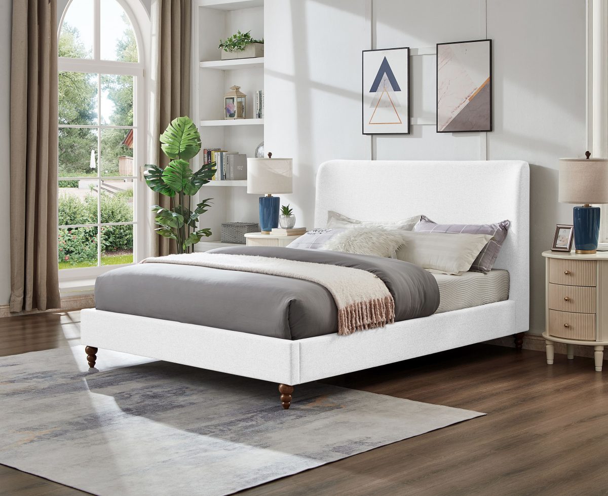 Acadia Platform Bed - Grey Linen or White Linen