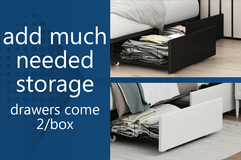 Armdale Metal Platform Bed - Black Metal, White Metal, Black Leatherette or White Leatherette