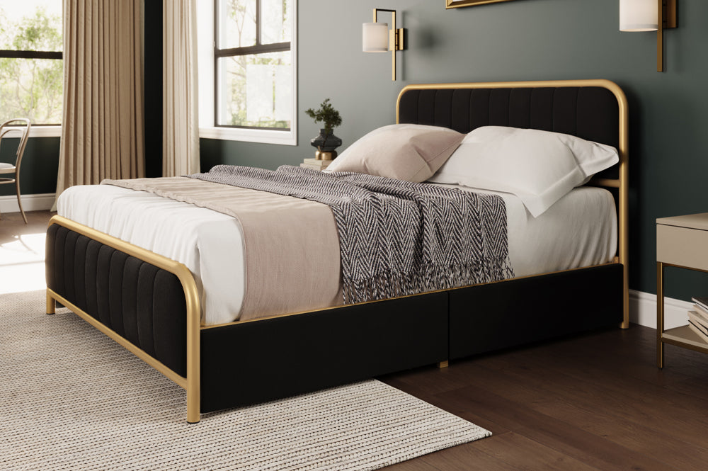 Gottingen Storage Bed - Black Velvet or White Velvet